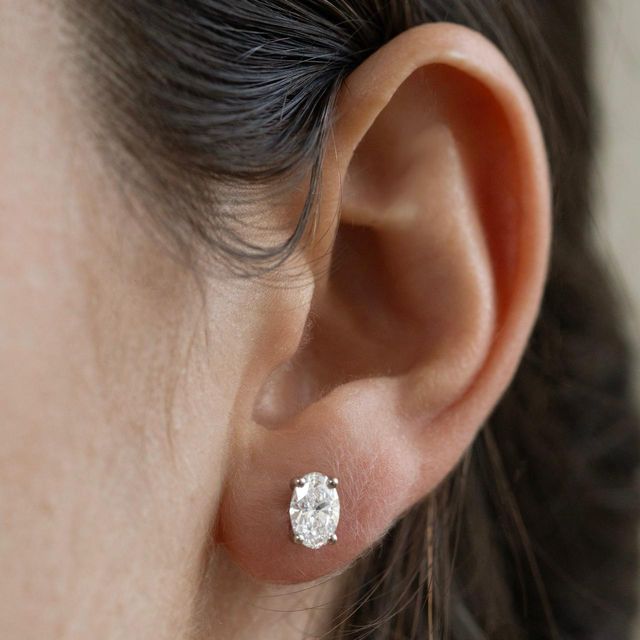 1.94 Carat Lab Grown Oval Diamond Stud Earrings in White Gold - Naomi