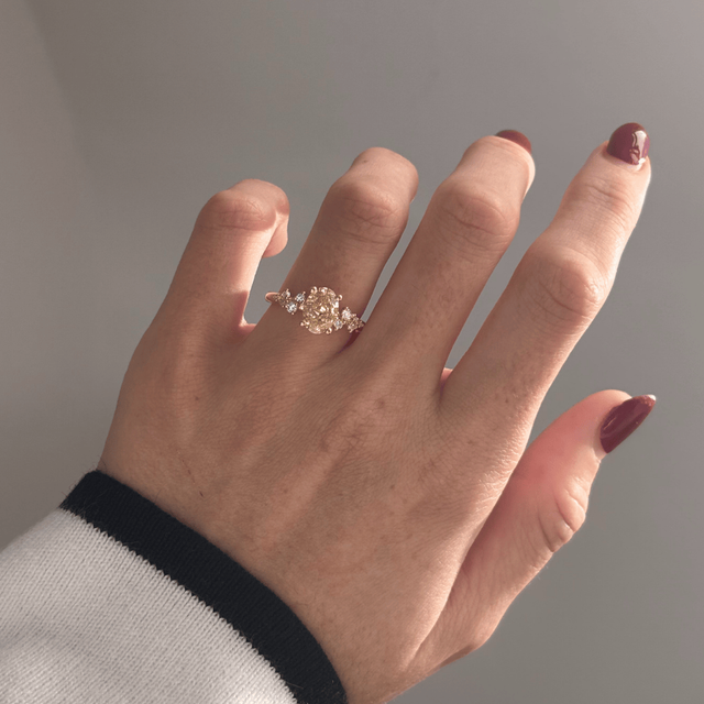 2.00 Carat Oval Yellow Diamond Cluster Engagement Ring in Yellow Gold - Morning Star