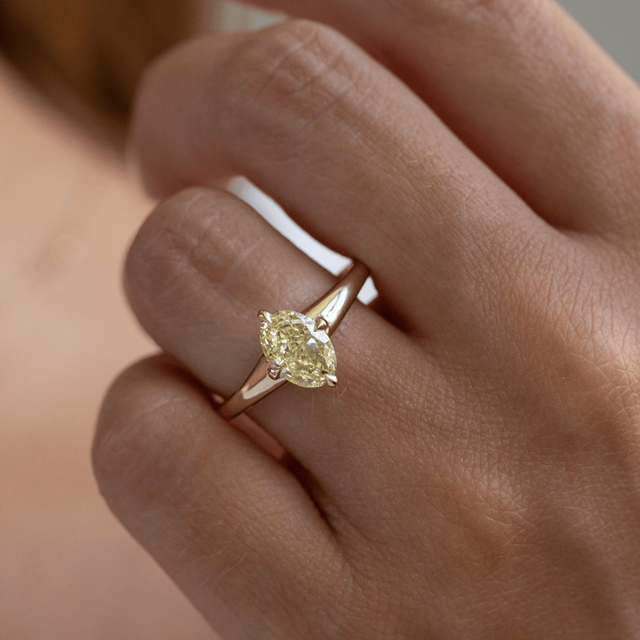 2.00 Carat Lab Grown Oval Yellow Diamond Solitaire Engagement Ring in Yellow Gold - Blair