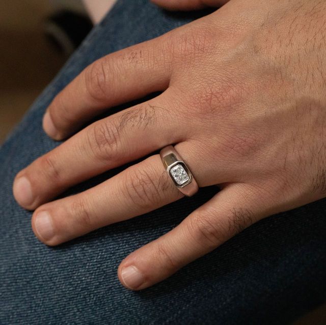 1.03 Carat Lab Grown Radiant Diamond Men's Bezel Engagement Ring in 925 Sterling Silver - Adair