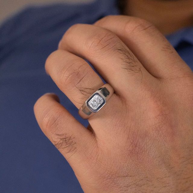 1.03 Carat Lab Grown Radiant Diamond Men's Bezel Engagement Ring in 925 Sterling Silver - Adair