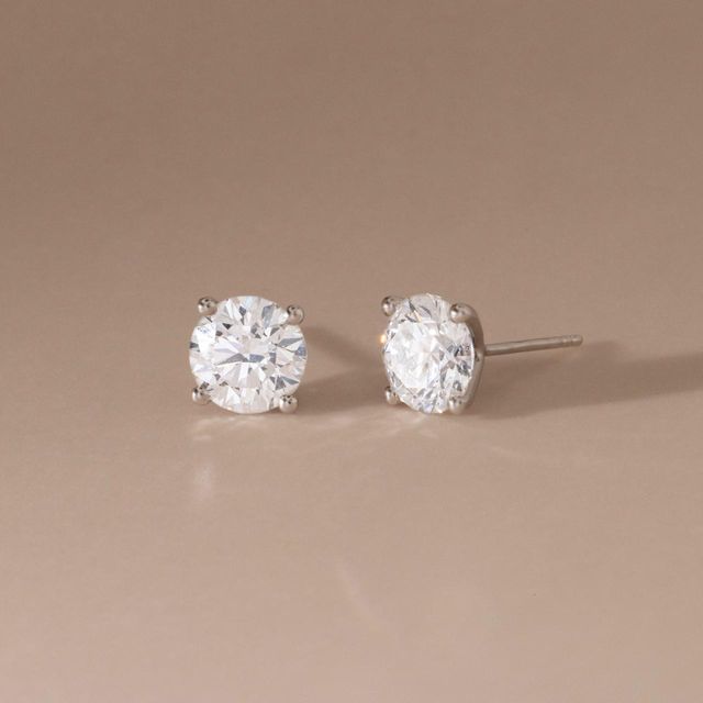 4.04 Carat Lab Grown Brilliant Cut Round Diamond Stud Earrings in White Gold