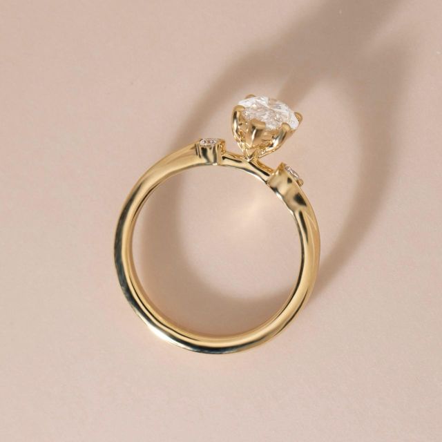 1.54 Carat Lab Grown Marquise Diamond Trilogy Engagement Ring in Yellow Gold - Alani