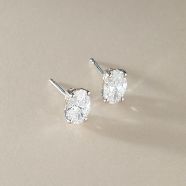1.94 Carat Lab Grown Oval Diamond Stud Earrings in White Gold - Naomi