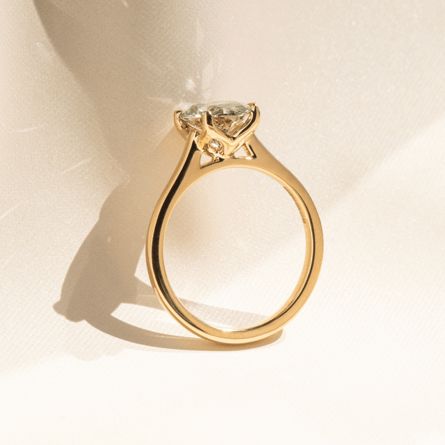 2.00 Carat Oval Green Diamond Solitaire Engagement Ring in Yellow Gold - Lotus