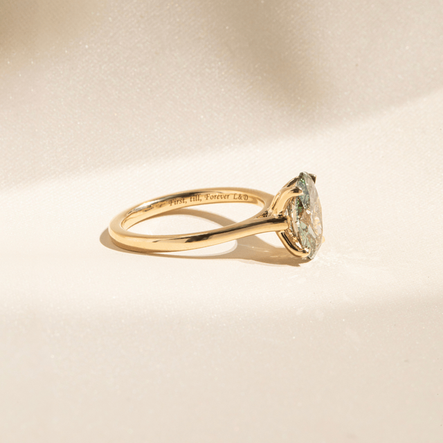 2.00 Carat Oval Green Diamond Solitaire Engagement Ring in Yellow Gold - Lotus