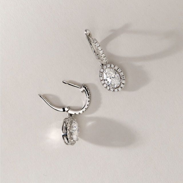 Rosée Oval Diamond Earrings In White Gold