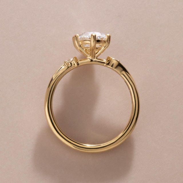 1.55 Carat Lab Grown Oval Diamond Trilogy Engagement Ring in Yellow Gold - Alani
