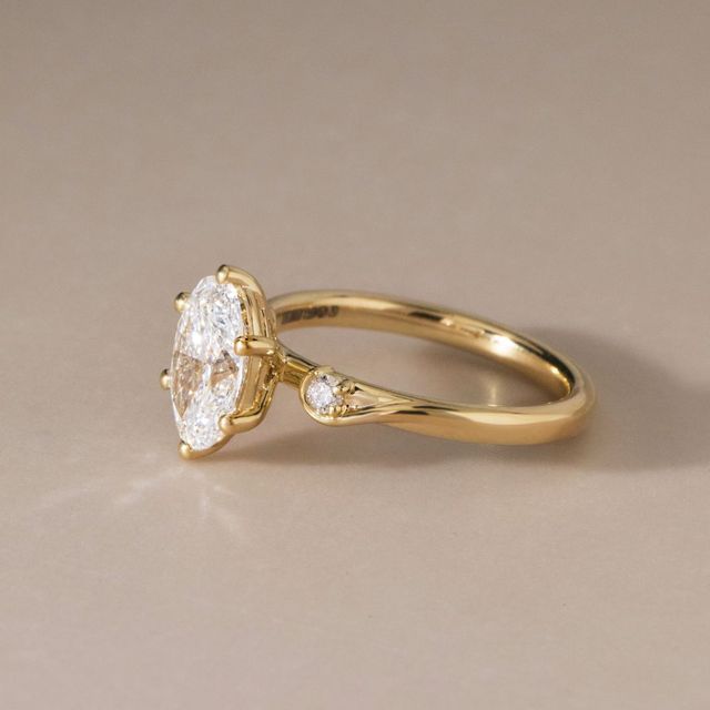 1.55 Carat Lab Grown Oval Diamond Trilogy Engagement Ring in Yellow Gold - Alani