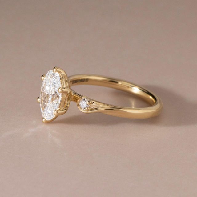 1.55 Carat Lab Grown Oval Diamond Trilogy Engagement Ring in Yellow Gold - Alani