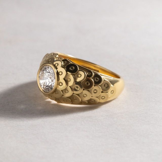 0.90 Carat Lab Grown Round Diamond Men's Engagement Ring in Yellow Gold - Dahlia