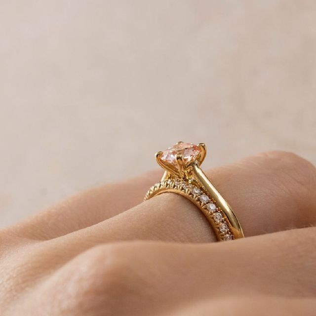 1.00 Carat Round Pink Diamond Solitaire Engagement Ring in Yellow Gold - Odette
