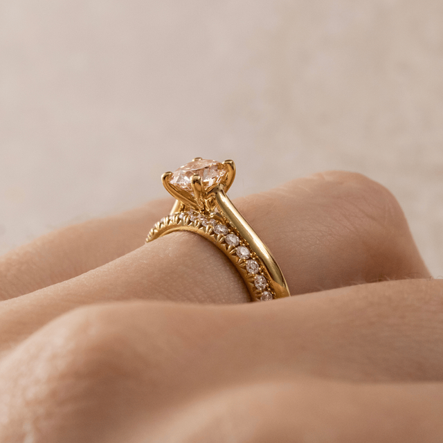 1.00 Carat Round Pink Diamond Solitaire Engagement Ring in Yellow Gold - Odette