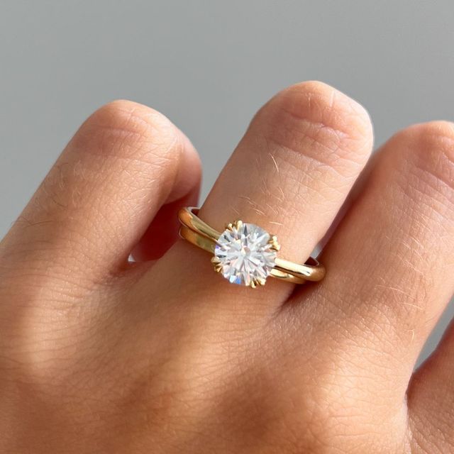 1.50 Carat Lab Grown Round Diamond Solitaire Engagement Ring in Yellow Gold - Fiara