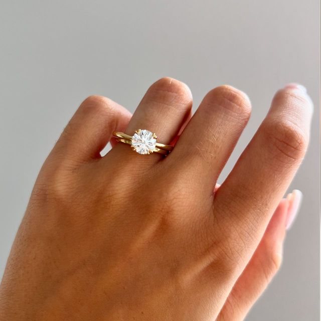 1.50 Carat Lab Grown Round Diamond Solitaire Engagement Ring in Yellow Gold - Fiara