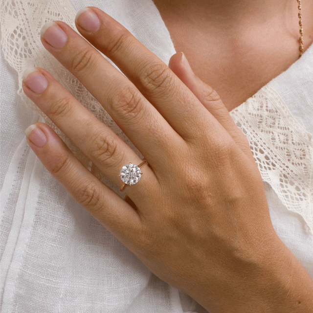 2.50 Carat Lab Grown Round Diamond Solitaire Engagement Ring in Yellow Gold - Firework