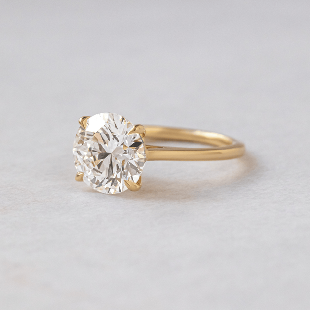 2.50 Carat Lab Grown Round Diamond Solitaire Engagement Ring in Yellow Gold - Firework