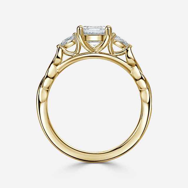 Beatrice Celtic-Inspired Trilogy Engagement Ring in Yellow Gold