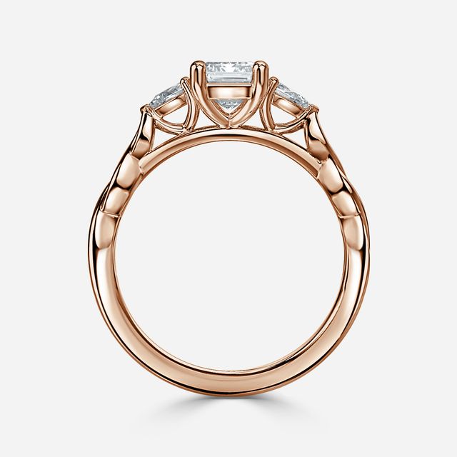 Beatrice Celtic-Inspired Trilogy Engagement Ring in Rose Gold