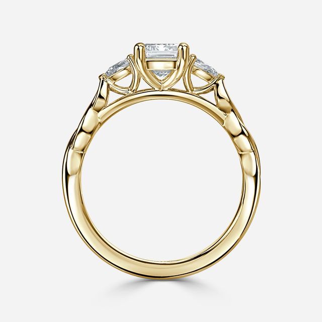 Beatrice Celtic-Inspired Trilogy Engagement Ring in Yellow Gold