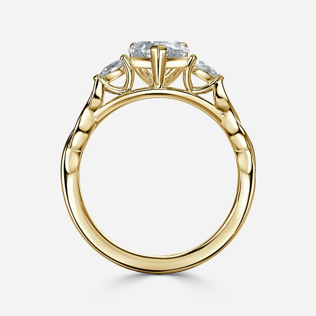 Beatrice Celtic-Inspired Trilogy Engagement Ring in Yellow Gold
