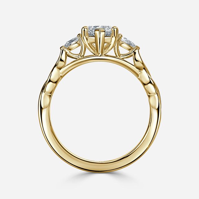 Beatrice Celtic-Inspired Trilogy Engagement Ring in Yellow Gold