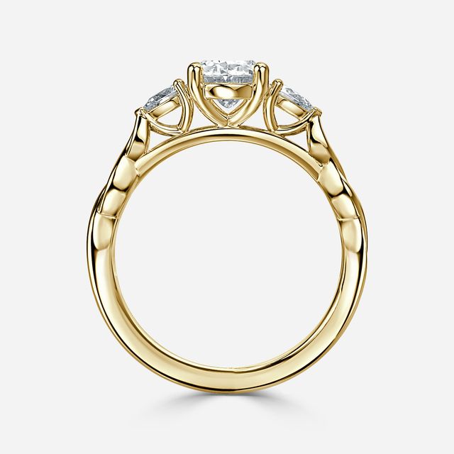 Beatrice Celtic-Inspired Trilogy Engagement Ring in Yellow Gold