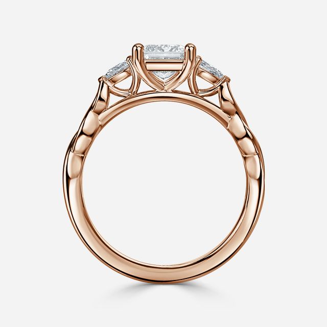 Beatrice Celtic-Inspired Trilogy Engagement Ring in Rose Gold