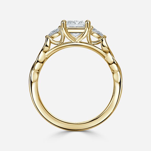 Beatrice Celtic-Inspired Trilogy Engagement Ring in Yellow Gold