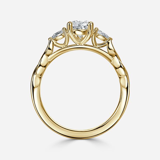 Beatrice Celtic-Inspired Trilogy Engagement Ring in Yellow Gold