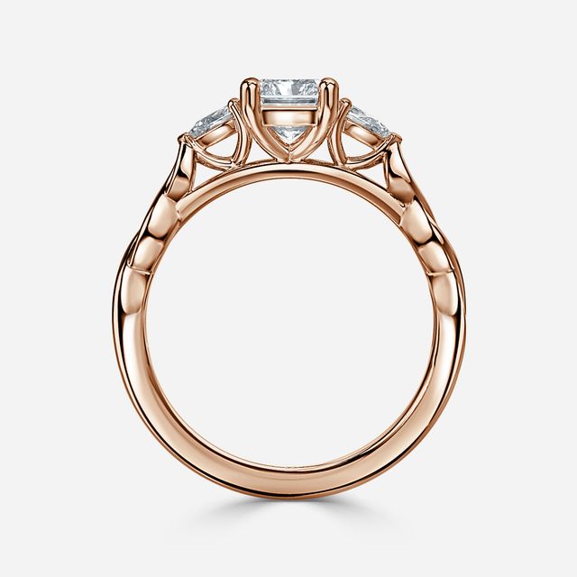 Beatrice Celtic-Inspired Trilogy Engagement Ring in Rose Gold
