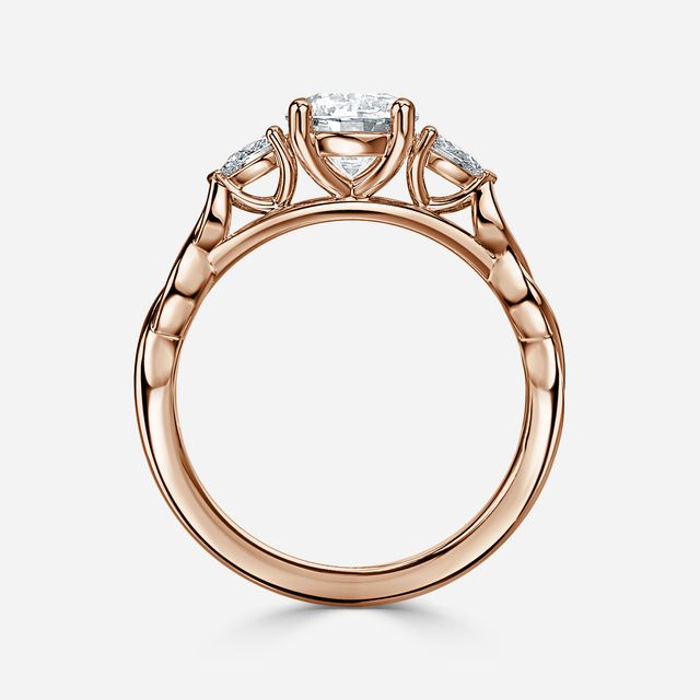 Beatrice Celtic-Inspired Trilogy Engagement Ring in Rose Gold