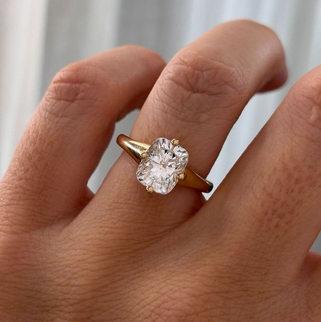 2.59 Carat Lab Grown Cushion Diamond Solitaire Engagement Ring in Yellow Gold - Blair