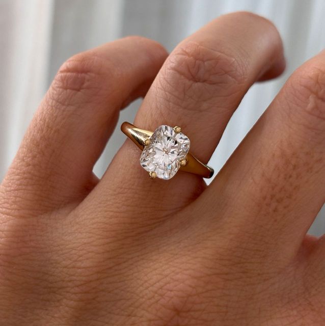 2.59 Carat Lab Grown Cushion Diamond Solitaire Engagement Ring in Yellow Gold - Blair