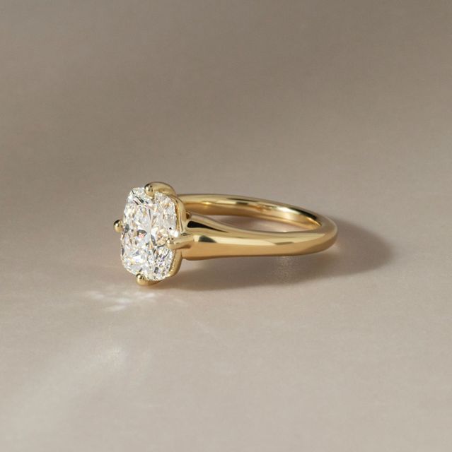 2.59 Carat Lab Grown Cushion Diamond Solitaire Engagement Ring in Yellow Gold - Blair