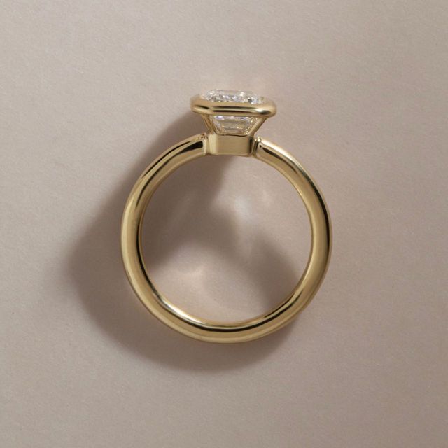 2.02 Carat Lab Grown Emerald Diamond Bezel Set Engagement Ring in Yellow Gold - Chloe (Copy)