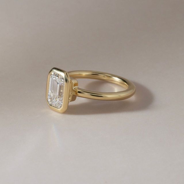 2.02 Carat Lab Grown Emerald Diamond Bezel Set Engagement Ring in Yellow Gold - Chloe (Copy)