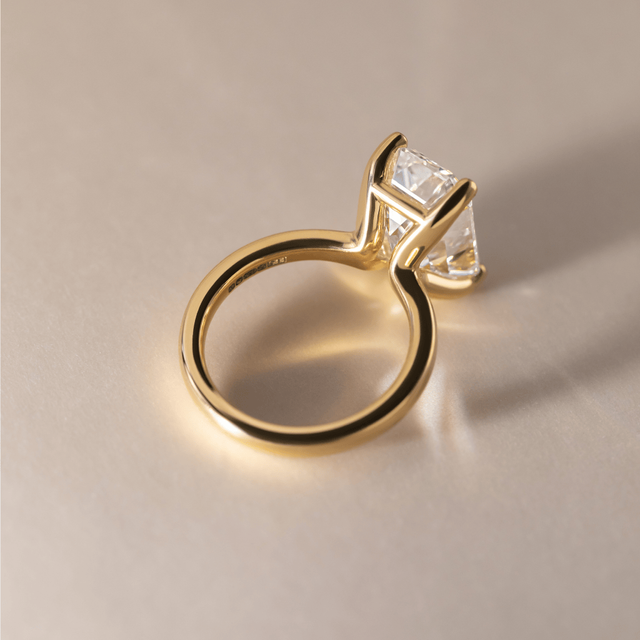 5.90 Carat Lab Grown Emerald Diamond Solitaire Engagement Ring in Yellow Gold - Athena