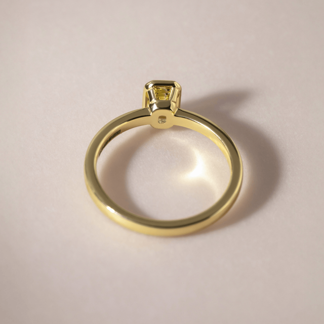 0.50 Carat Lab Grown Yellow Emerald Diamond Bezel-Set Engagement Ring in Yellow Gold - Chloe