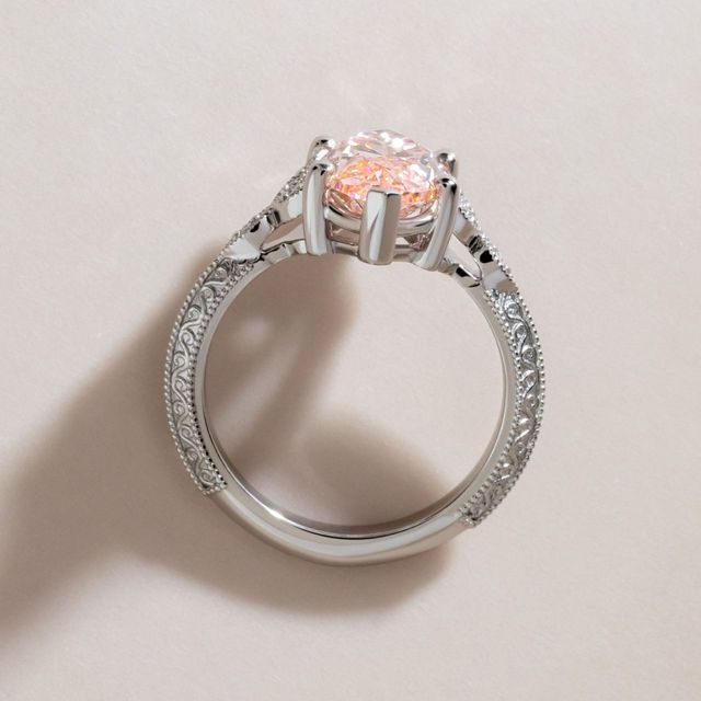 3.01 Carat Pink Marquise Cut Diamond Vintage Engagement Ring in Platinum - Feis