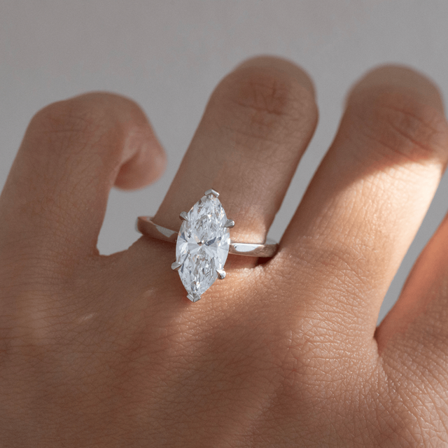 3.00 Carat Lab Grown Marquise Diamond Solitaire Engagement Ring in Platinum - Avery