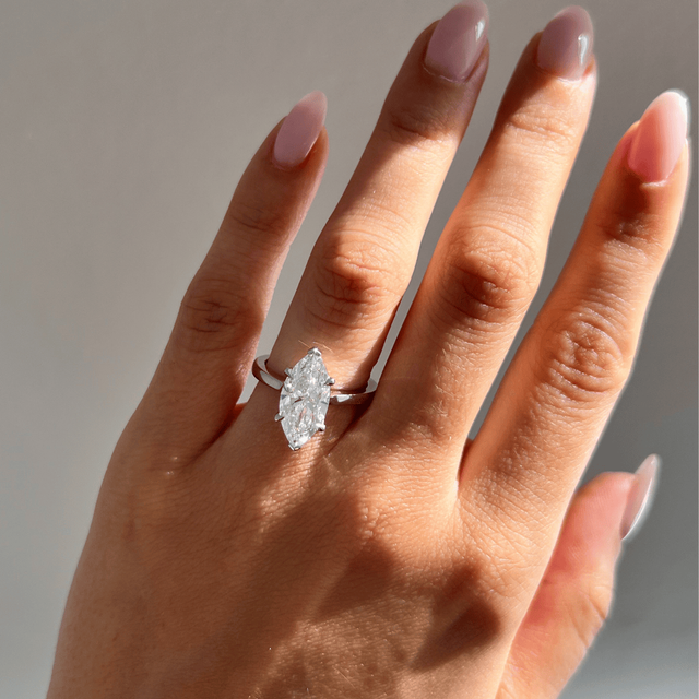 3.00 Carat Lab Grown Marquise Diamond Solitaire Engagement Ring in Platinum - Avery