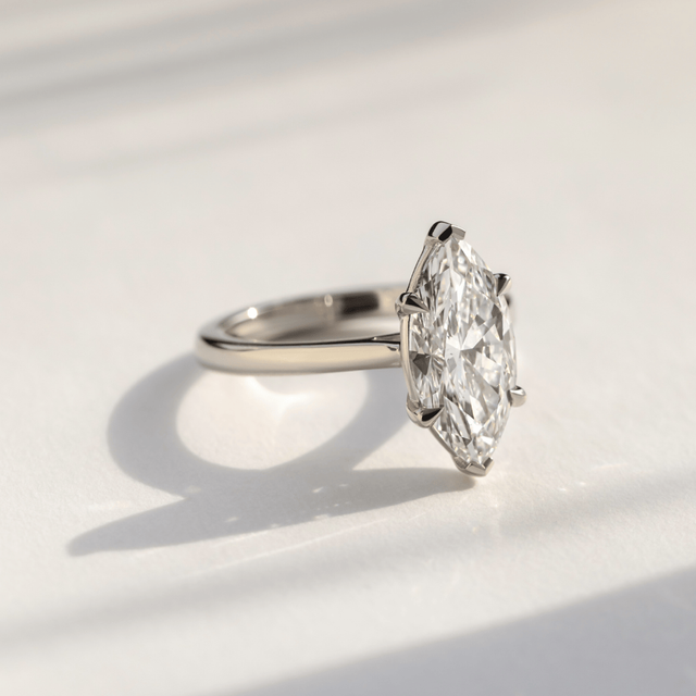 3.00 Carat Lab Grown Marquise Diamond Solitaire Engagement Ring in Platinum - Avery
