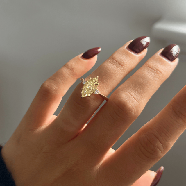 2.10 Carat Yellow Marquise Diamond Trilogy Engagement Ring in Yellow Gold - Clare
