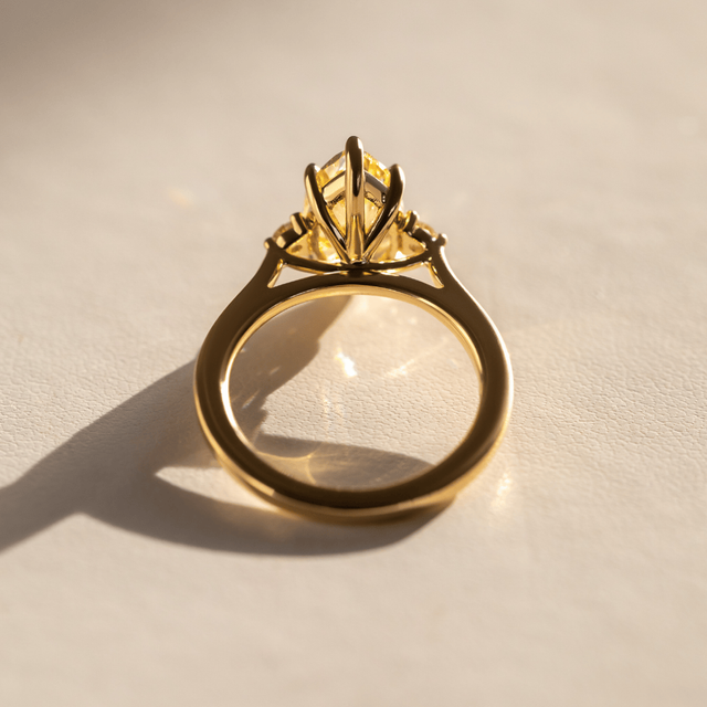 2.10 Carat Yellow Marquise Diamond Trilogy Engagement Ring in Yellow Gold - Clare