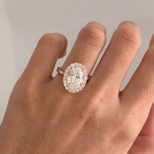 4.00 Carat Lab Grown Oval Diamond Cluster Engagement Ring in Yellow Gold - Marisol