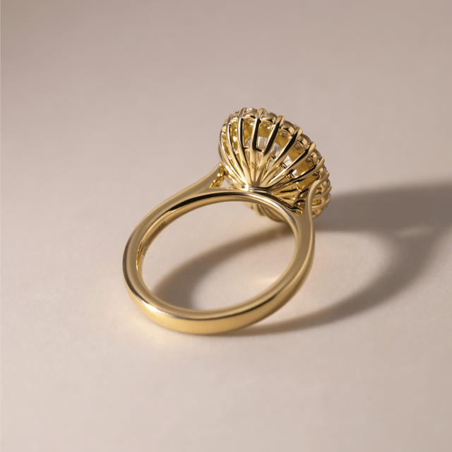 4.00 Carat Lab Grown Oval Diamond Cluster Engagement Ring in Yellow Gold - Marisol