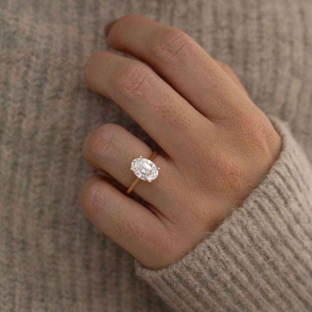 2.25 Carat Lab Grown Oval Diamond Hidden Halo Engagement Ring in Yellow Gold - Geraldine