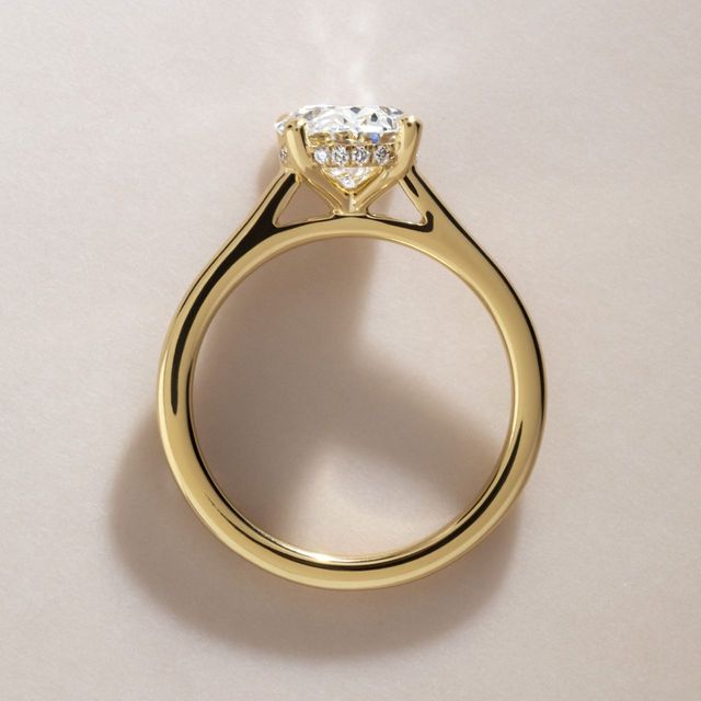 2.25 Carat Lab Grown Oval Diamond Hidden Halo Engagement Ring in Yellow Gold - Geraldine