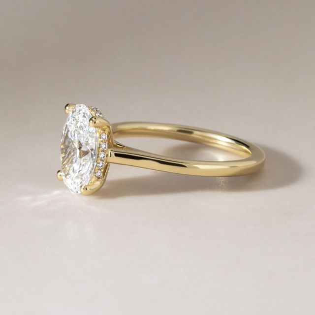 2.25 Carat Lab Grown Oval Diamond Hidden Halo Engagement Ring in Yellow Gold - Geraldine
